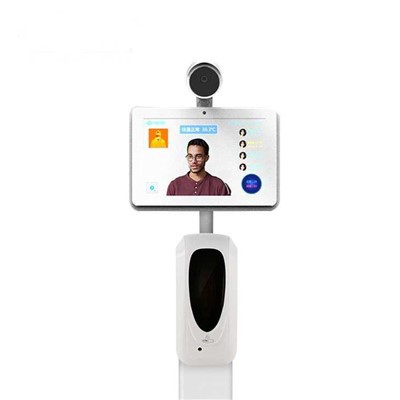 Dispenser automatico di disinfettante con chiosco per lo screening della temperatura da 10,1 pollici